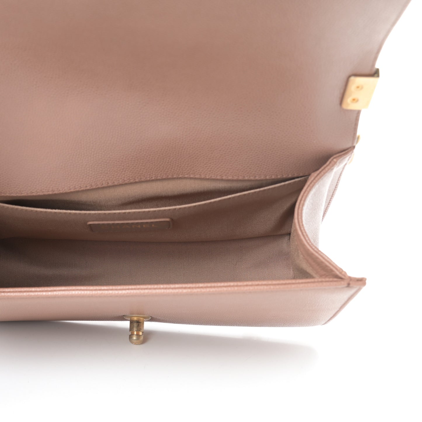 Caviar Chevron Quilted Medium Boy Flap Dark Beige