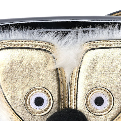 Gucci Metallic Calfskin Kids Fox Crossbody Bag Black Gold 6 of 7