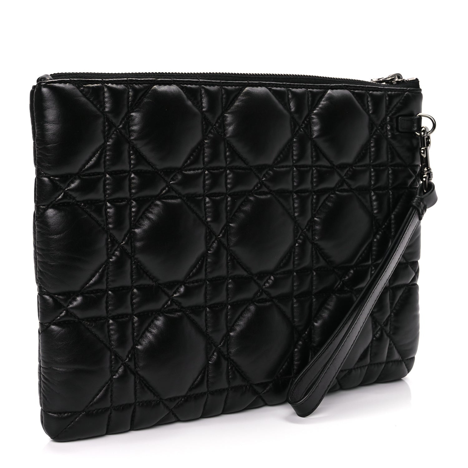 Christian Dior Supple Calfskin Cannage Caro Daily Pouch Black 3 of 8
