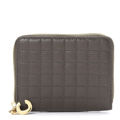 Celine Lambskin Quilted C Charm Zip Around Wallet Khaki 1 of 7