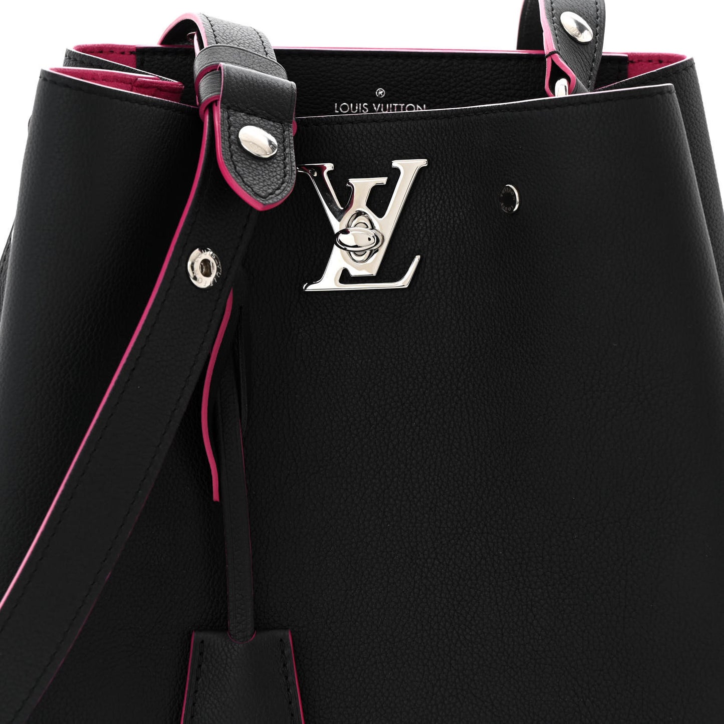 Calfskin Lockme Bucket Black