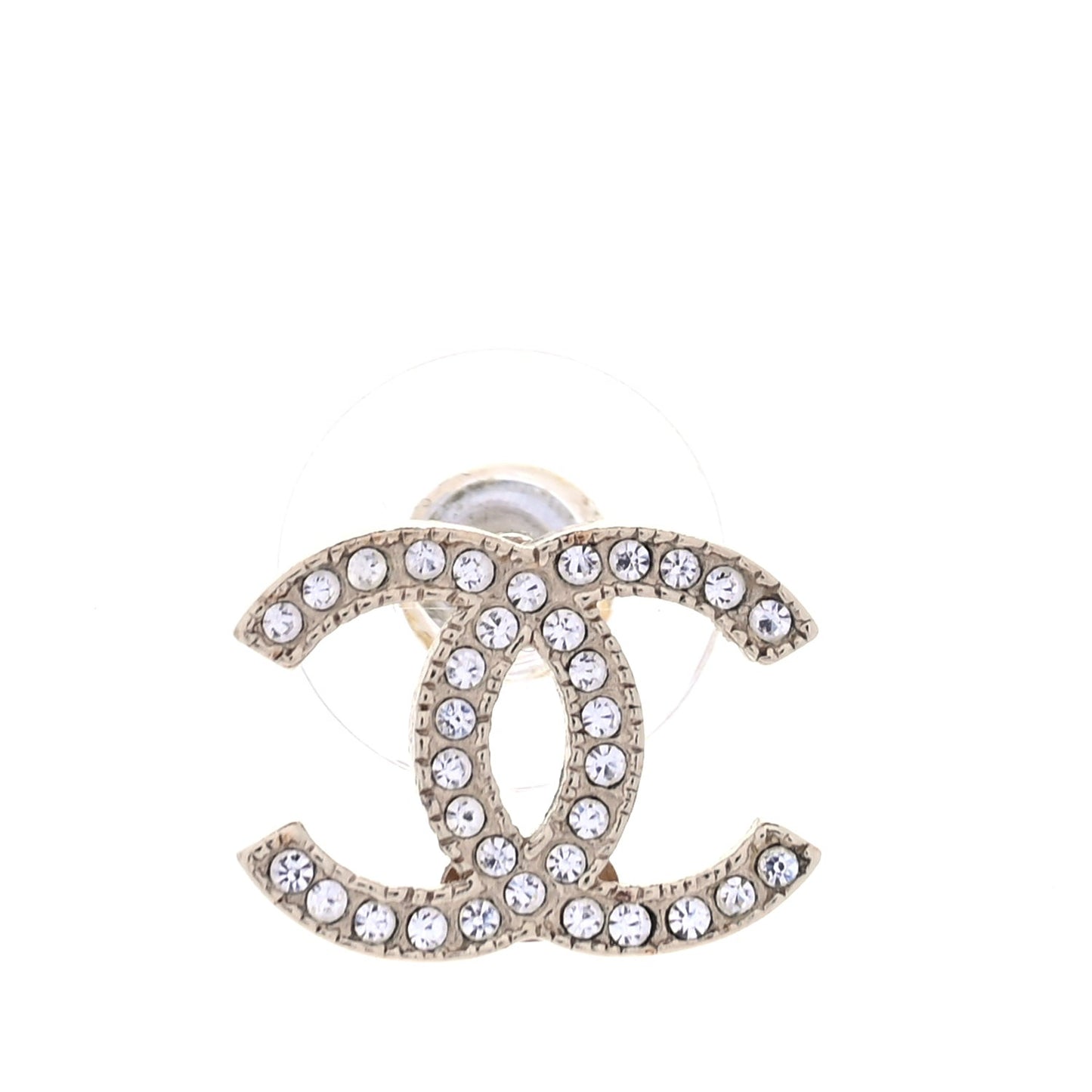 Metal Crystal CC Earrings Gold