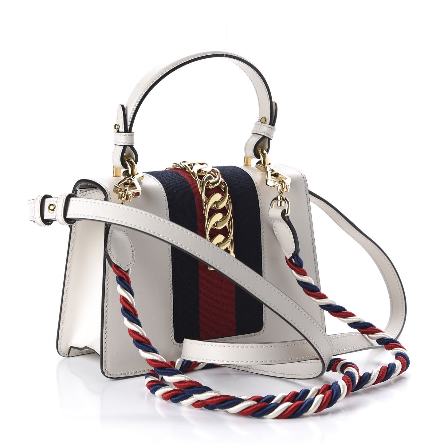 Calfskin Mini Sylvie Top Handle Bag White