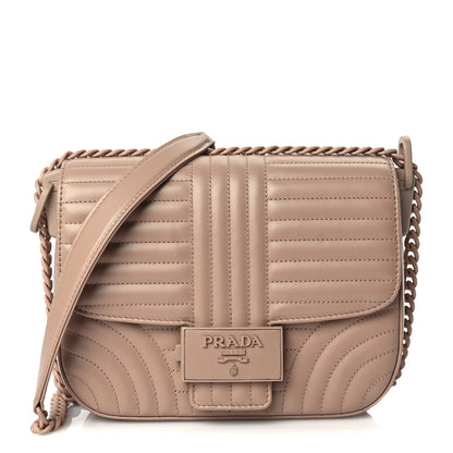 Prada Soft Calfskin Impuntu Embleme Monochrome Flap Shoulder Bag Cipria 1 of 8