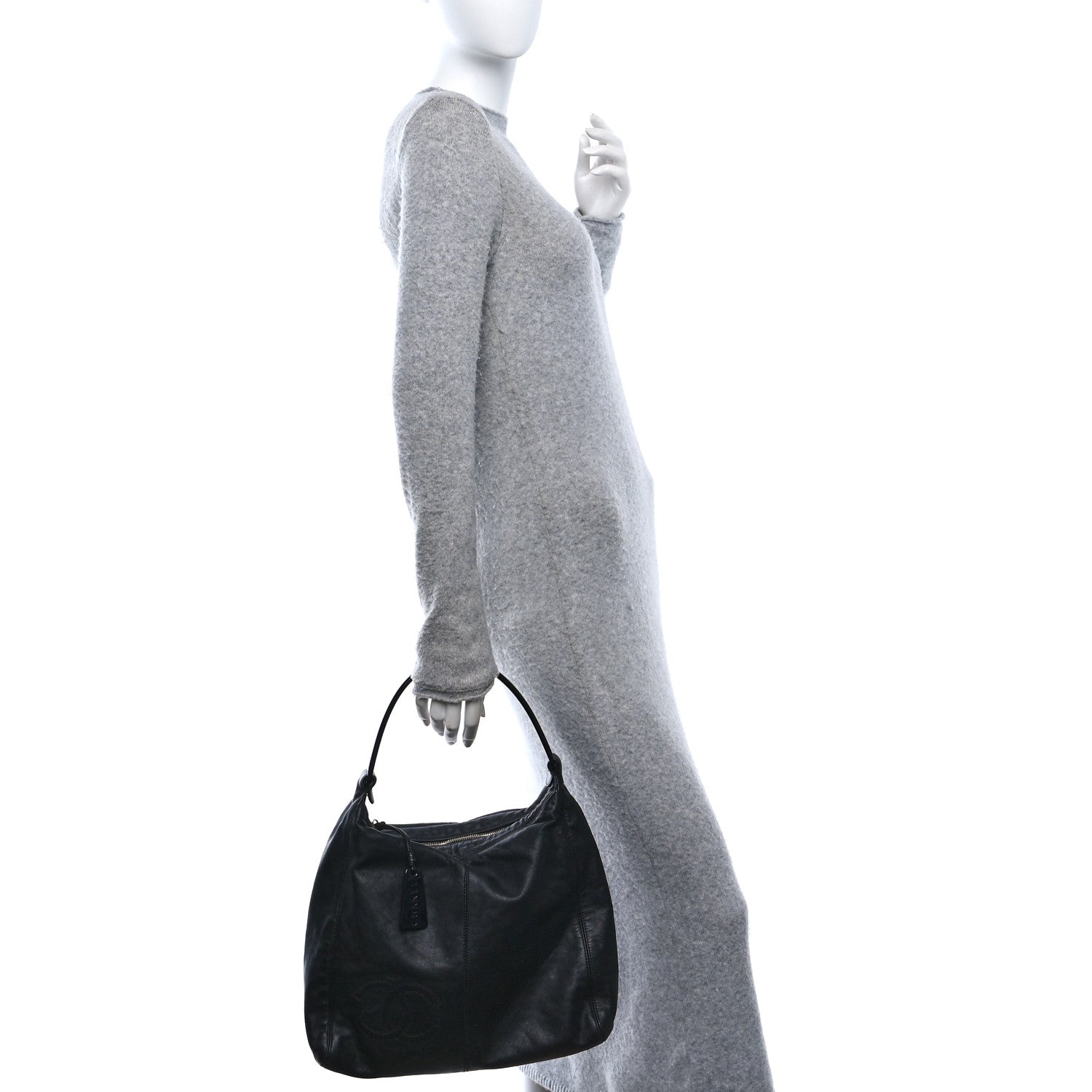 Chanel Calfskin CC Hobo Black 2 of 10