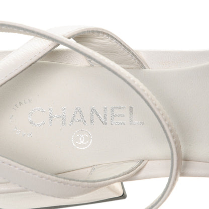 Chanel Lambskin Cap Toe CC Slingback Sandals 35.5 White Black 7 of 8
