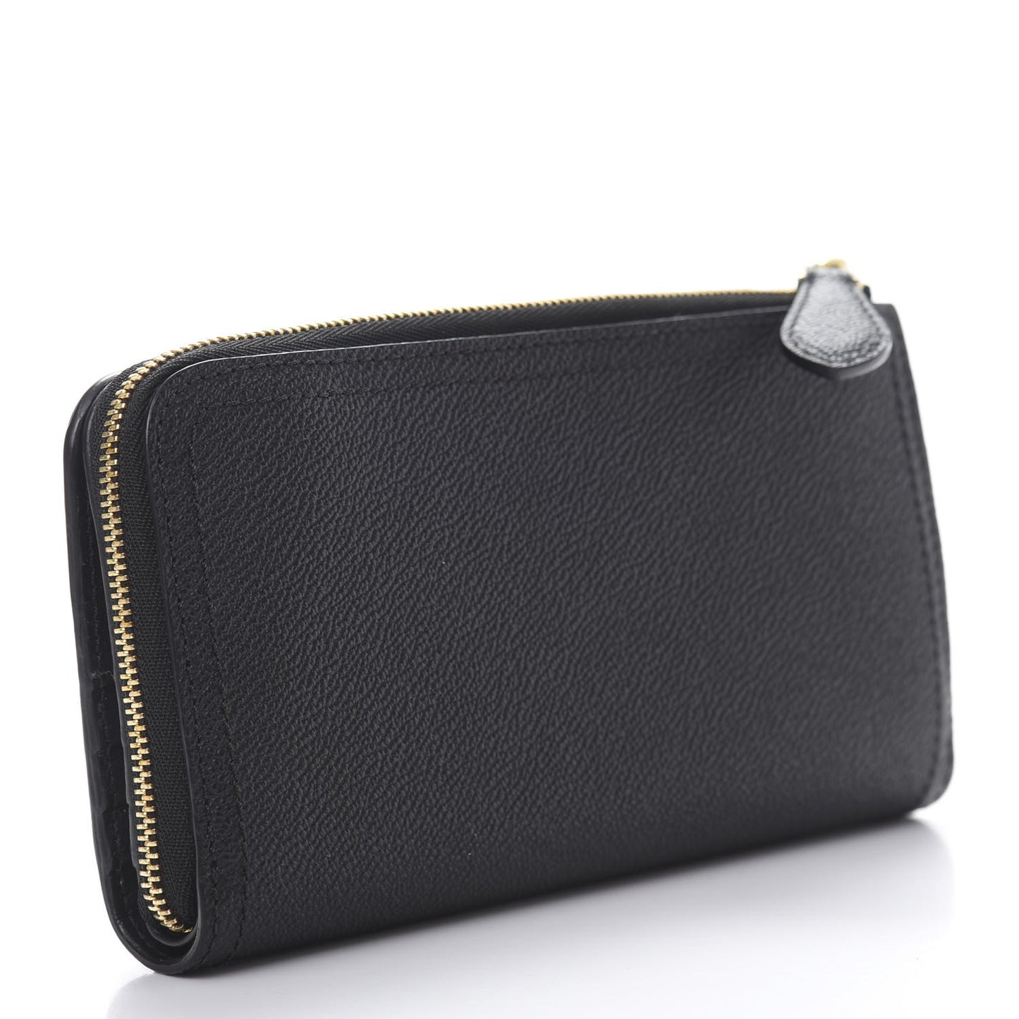 Grained Calfskin Zip Wallet Black