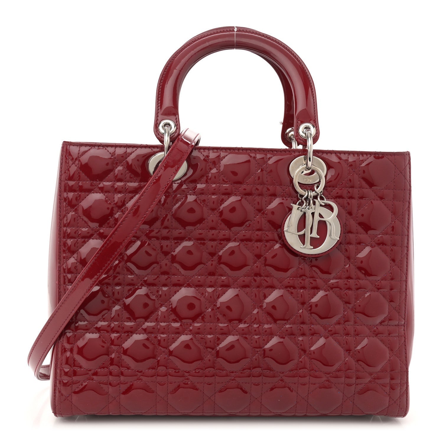 Christian Dior Patent Cannage Large Lady Dior Red 1 of 7