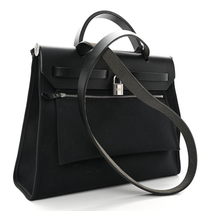 Hermes Military Toile Vache Hunter Herbag Zip PM 31 Black 4 of 10