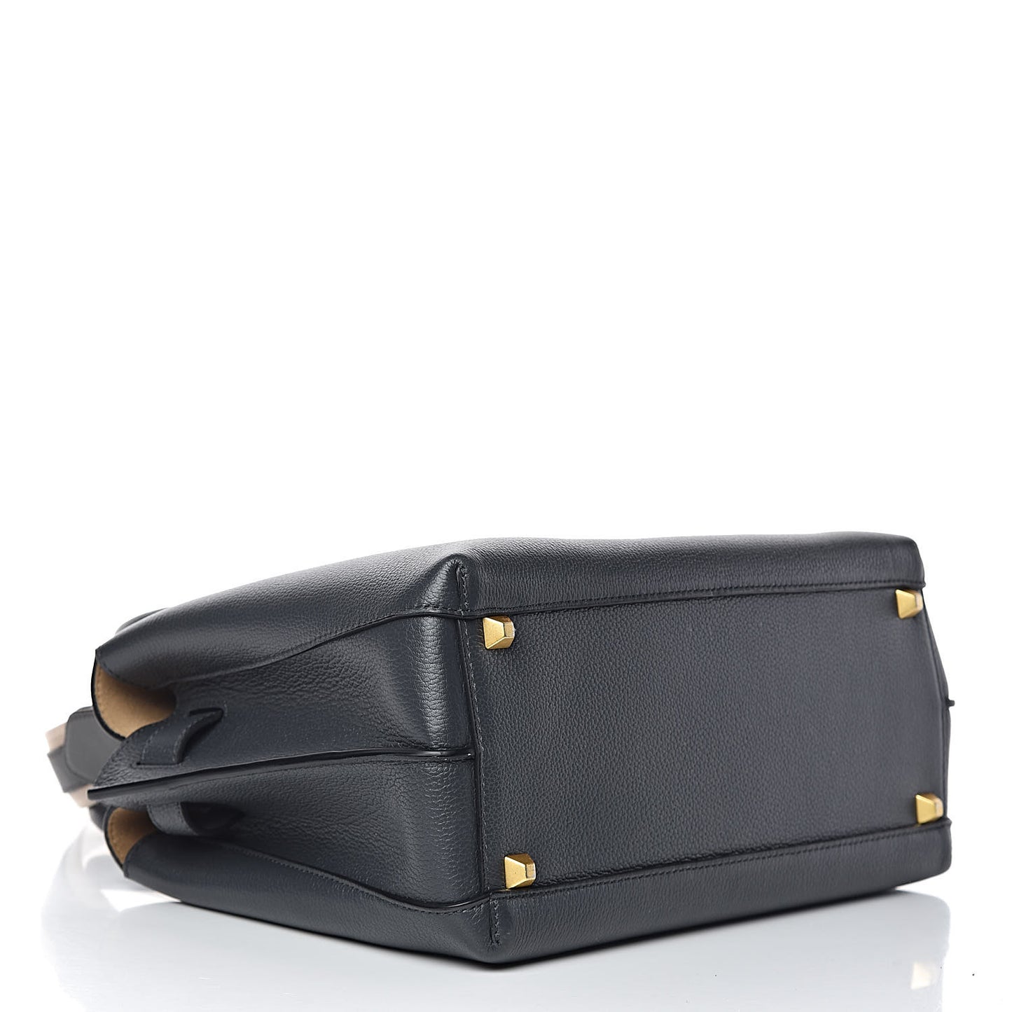 Grained Calfskin Medium Milla Tote Phantom Grey