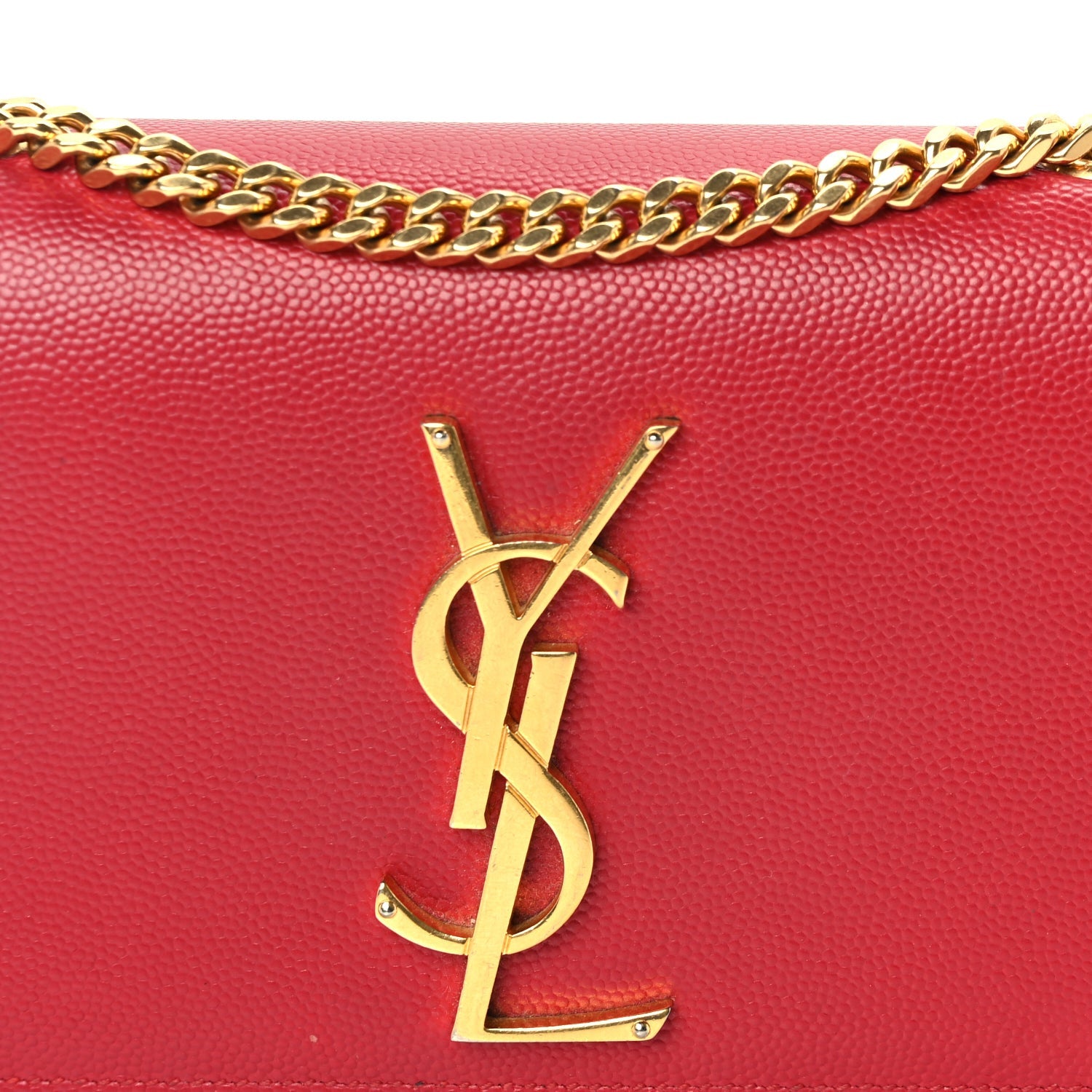 Saint Laurent Grain De Poudre Small Monogram Kate Satchel  Red 6 of 8