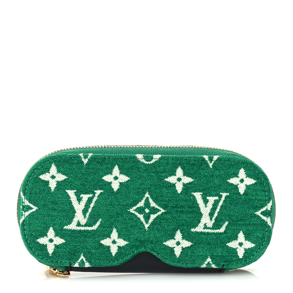 Jacquard Velvet Monogram LV Match Sunglasses Case GM Vert