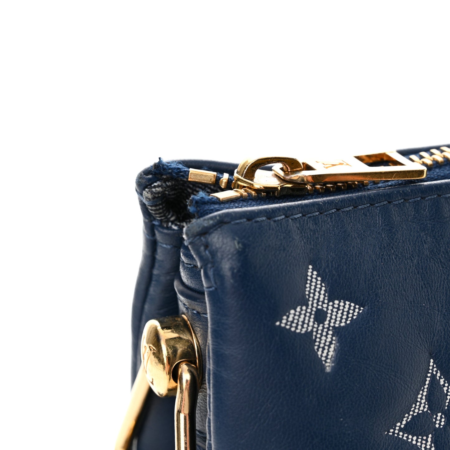 Lambskin Embossed Monogram Coussin PM Denim Blue