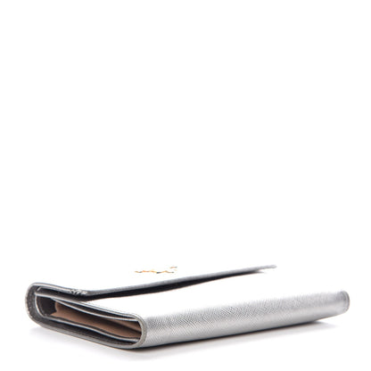 Prada Metallic Saffiano French Flap Compact Wallet Silver 4 of 15