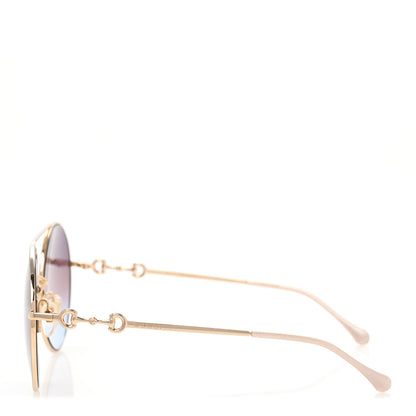 Gucci Metal Round Frame Horsebit Sunglasses GG0878S Gold 3 of 8