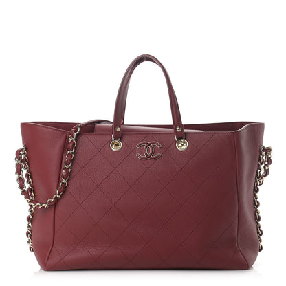 Chanel Bullskin Stitched Medium Shopping Bag Burgundy 1 of 15