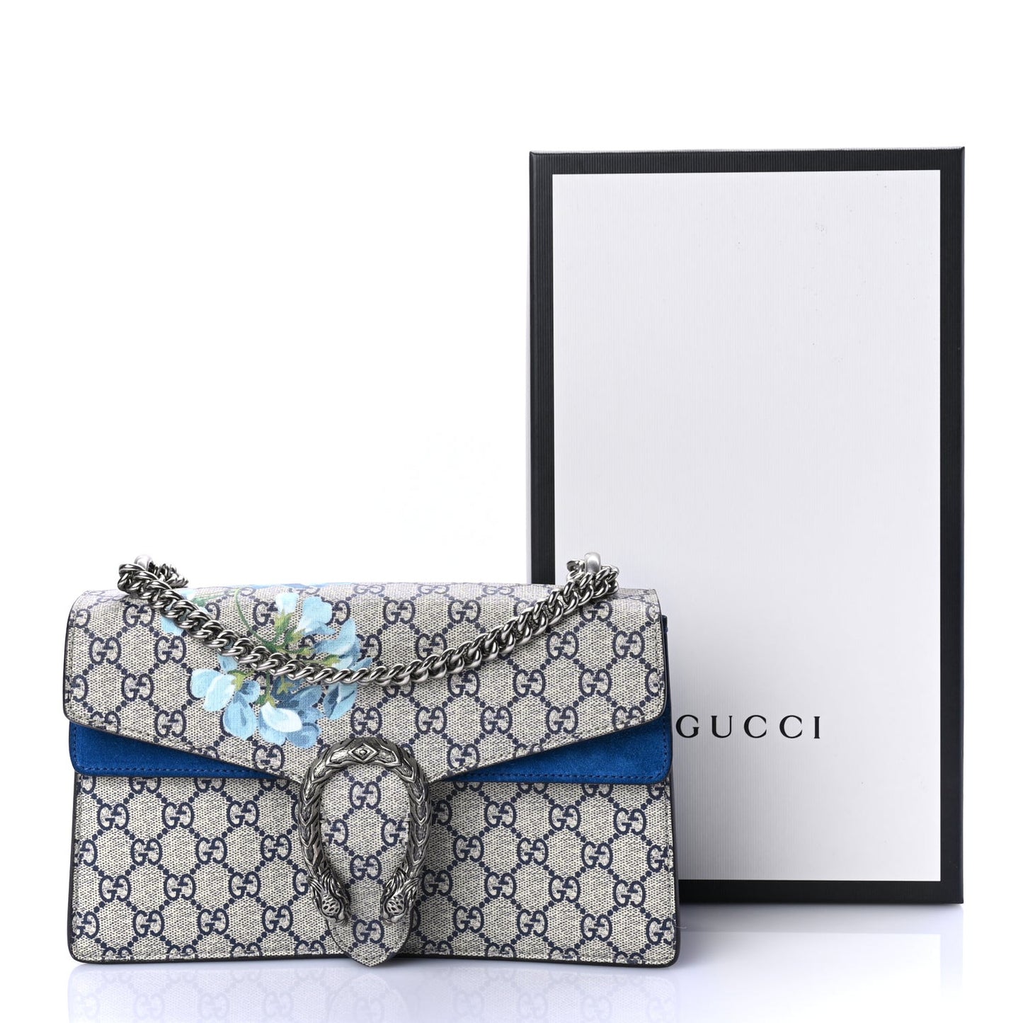 GG Supreme Monogram Blooms Small Dionysus Shoulder Bag Beige Navy Vintage Blue