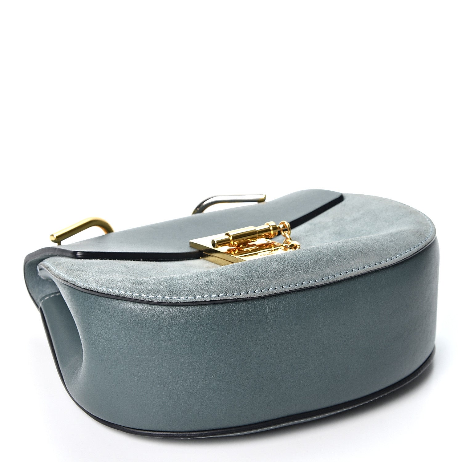 Chloe Suede Smooth Calfskin Mini Drew Shoulder Bag Cloudy Blue 3 of 11