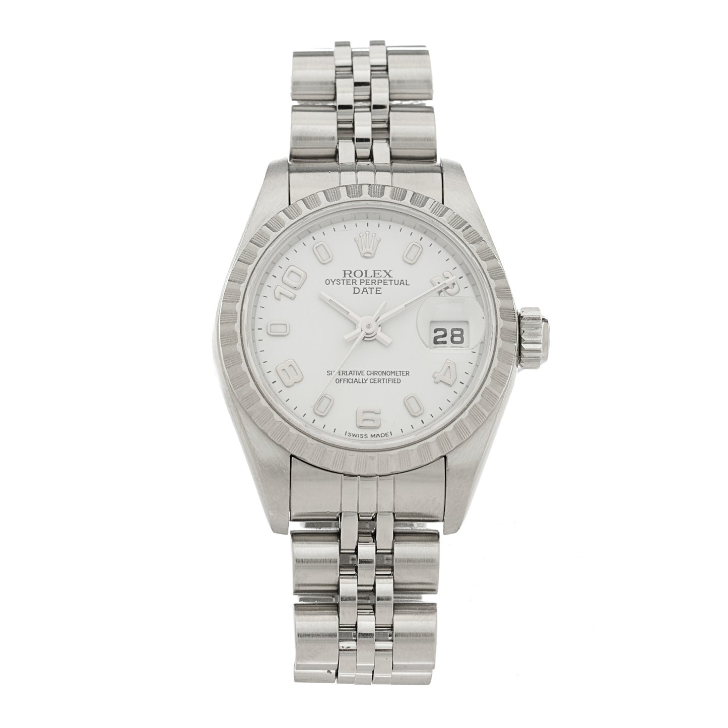 Stainless Steel 26mm Oyster Perpetual Date Watch White 79240