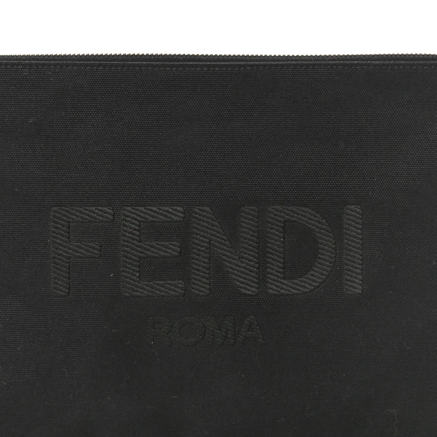 Fendi Cotton Canvas Vitello Grace Light Logo Pouch Black 8 of 8
