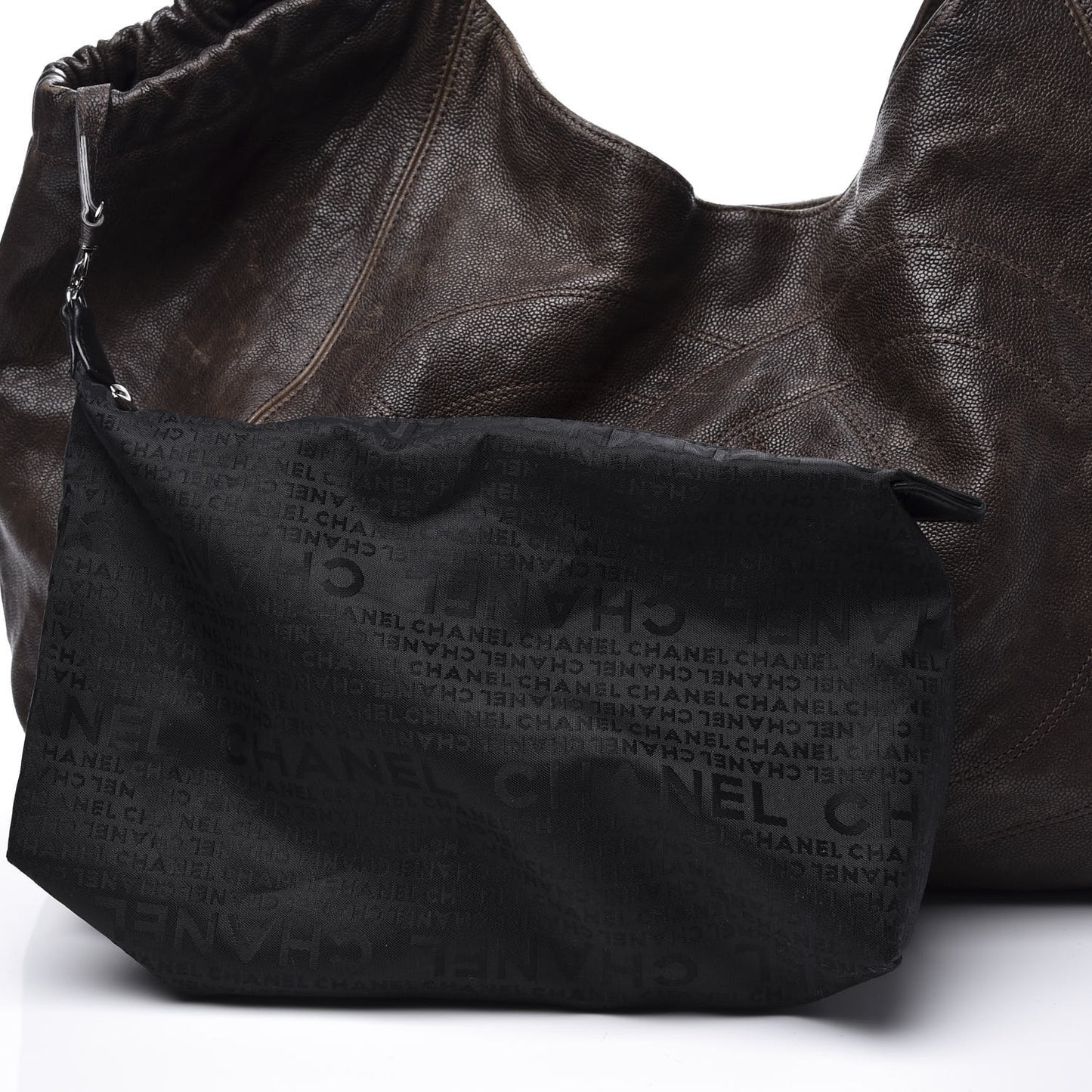 Distressed Caviar XL Coco Cabas Brown