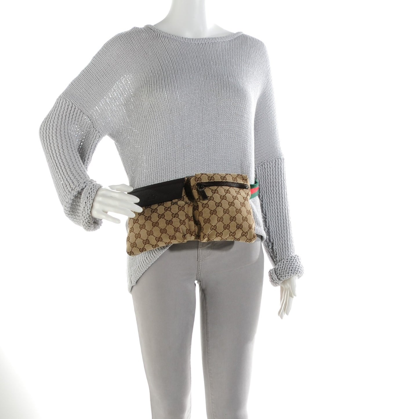 Monogram Web Belt Bag Dark Brown