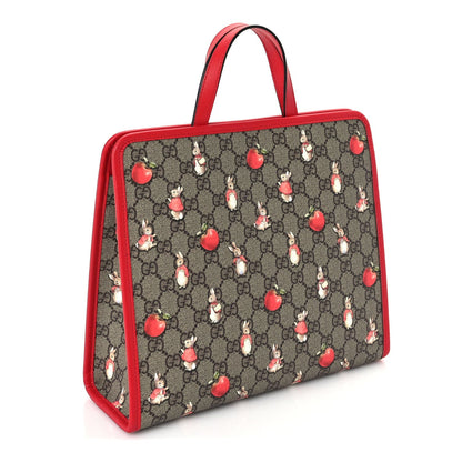 Gucci X Peter Rabbit GG Supreme Monogram Rabbit Apple Childrens Tote  Beige Ebony Multicolor Bright Hibiscus 2 of 9