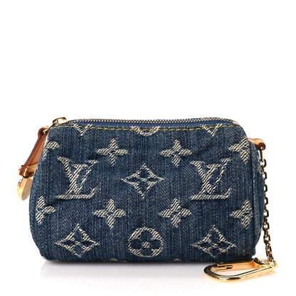 Louis Vuitton Monogram Denim Pochette Speedy PM Key Holder Blue 1 of 8