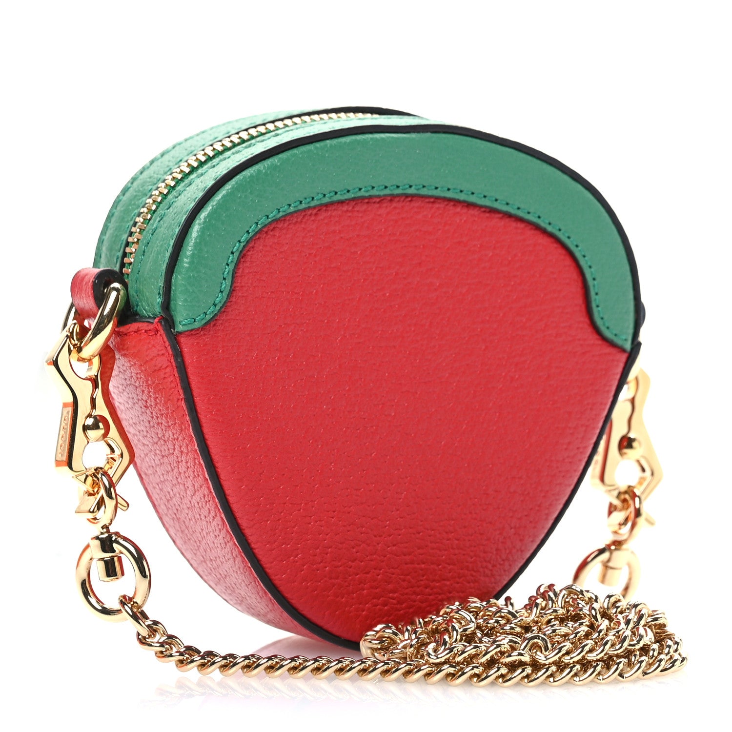 Gucci Textured Dollar Calfskin Retro Interlocking G Fruttini Strawberry Mini Bag Lobster Red Black New Acero 3 of 11