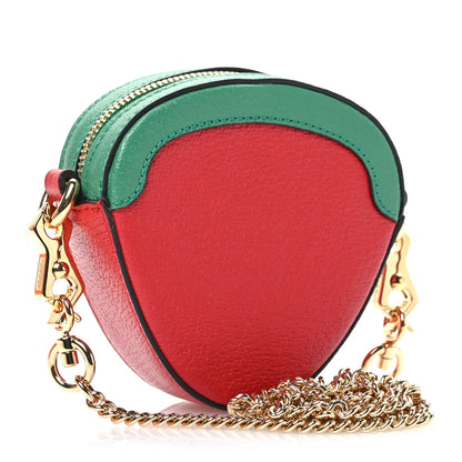 Gucci Textured Dollar Calfskin Retro Interlocking G Fruttini Strawberry Mini Bag Lobster Red Black New Acero 3 of 11