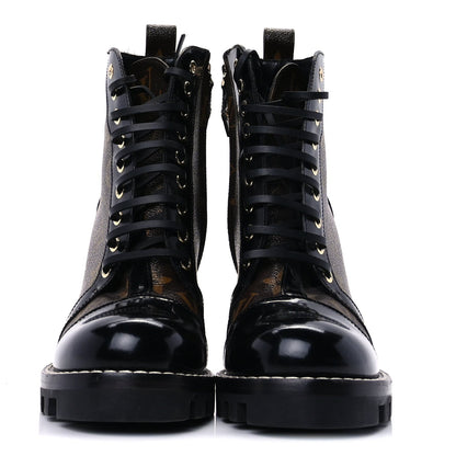 Louis Vuitton Patent Calfskin Monogram Star Trail Ankle Boots 37.5 Black 2 of 7