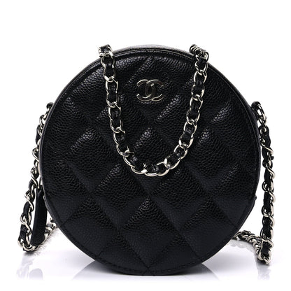 Chanel Caviar Quilted Round Clutch With Chain  Black 1 of 8