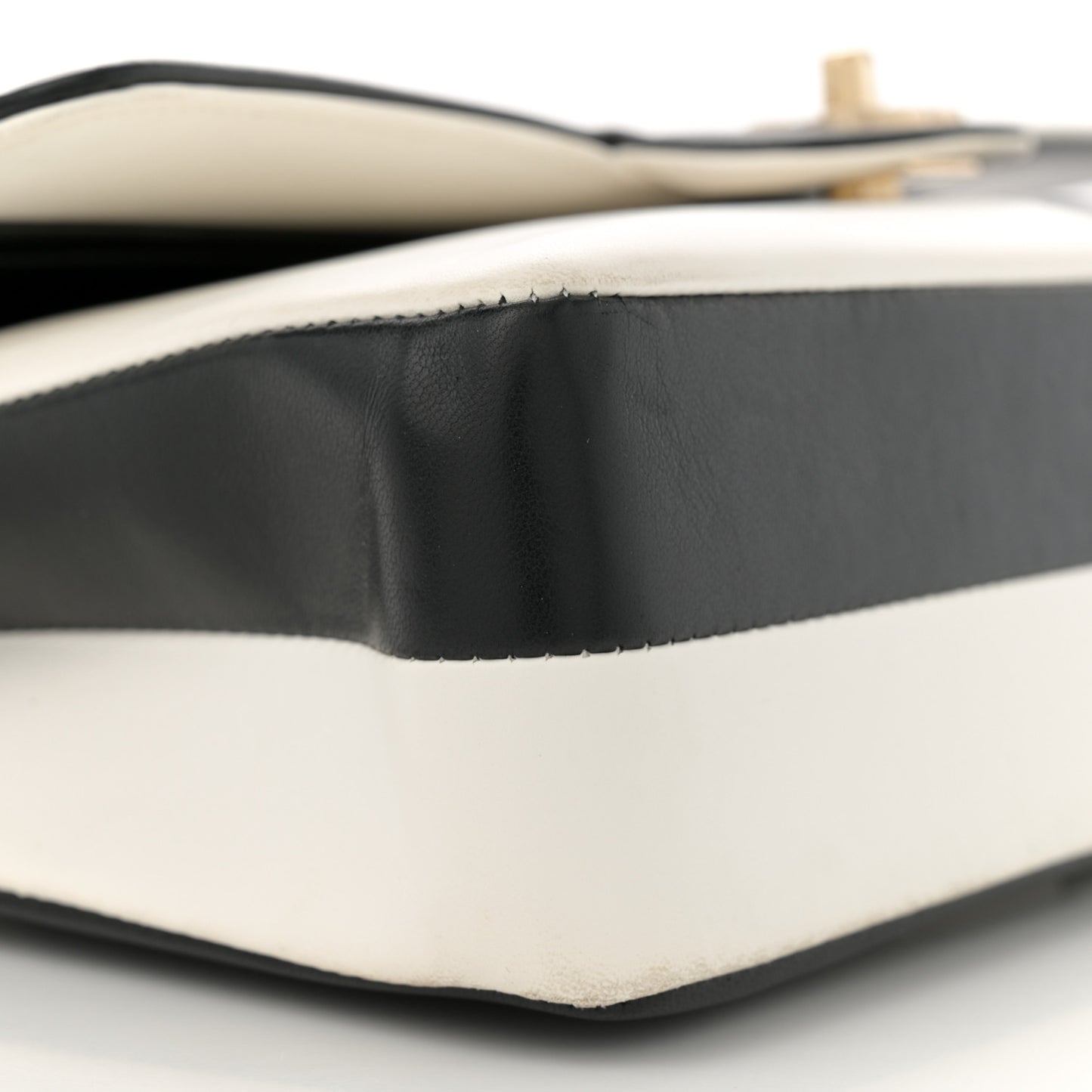 Lambskin Geometric Patchwork Medium Double Flap White Black