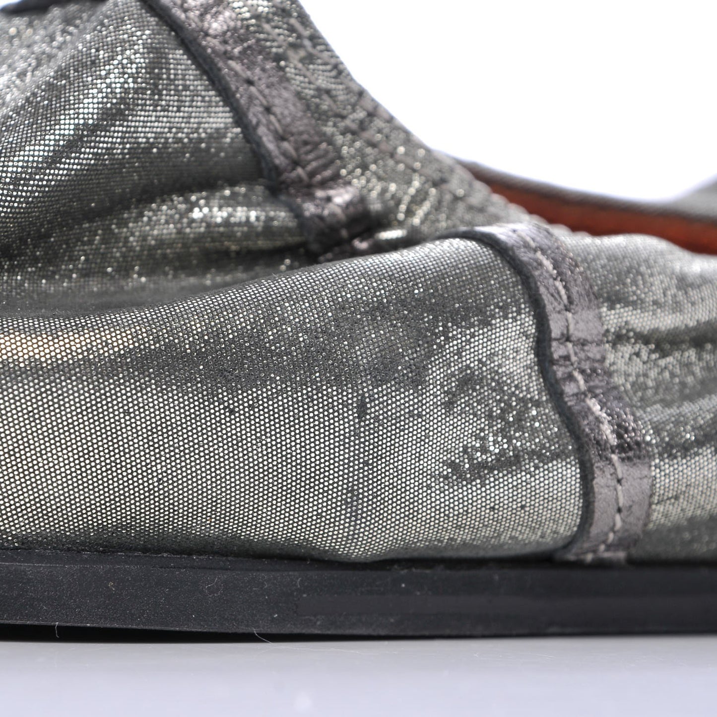 Metallic Lambskin Elastic Ballet Flats 39 Dore Argent