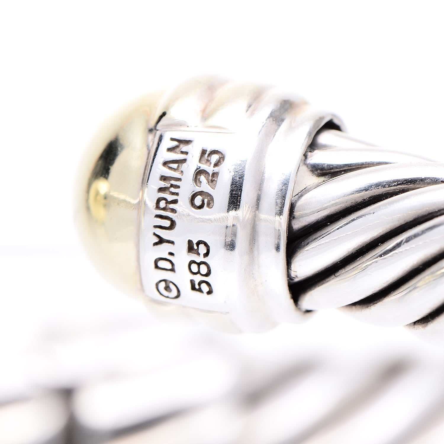 David Yurman Sterling Silver 14K Yellow Gold 10mm Cable Classics Bracelet 5 of 5