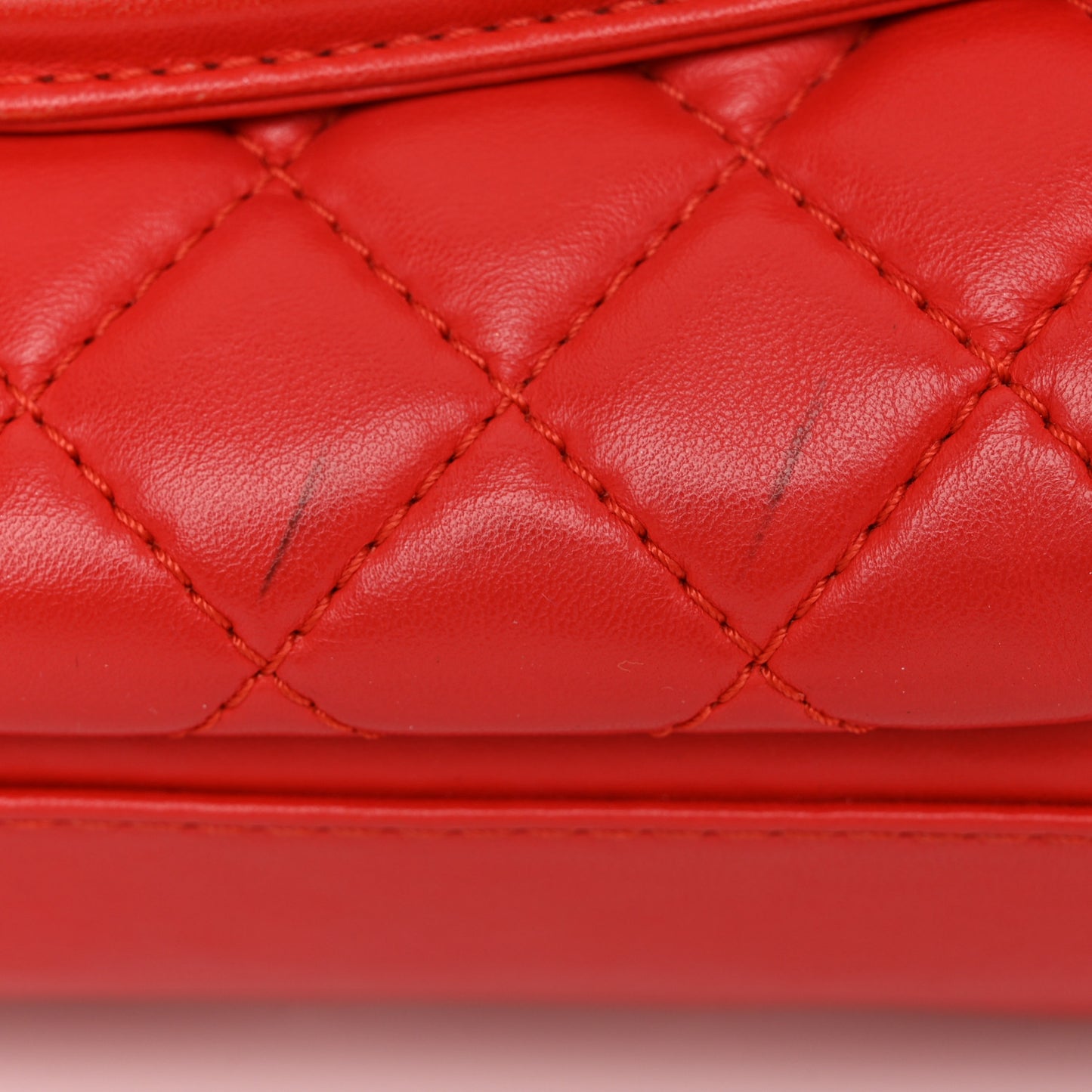 Lambskin Quilted Small Geometric Flap Red