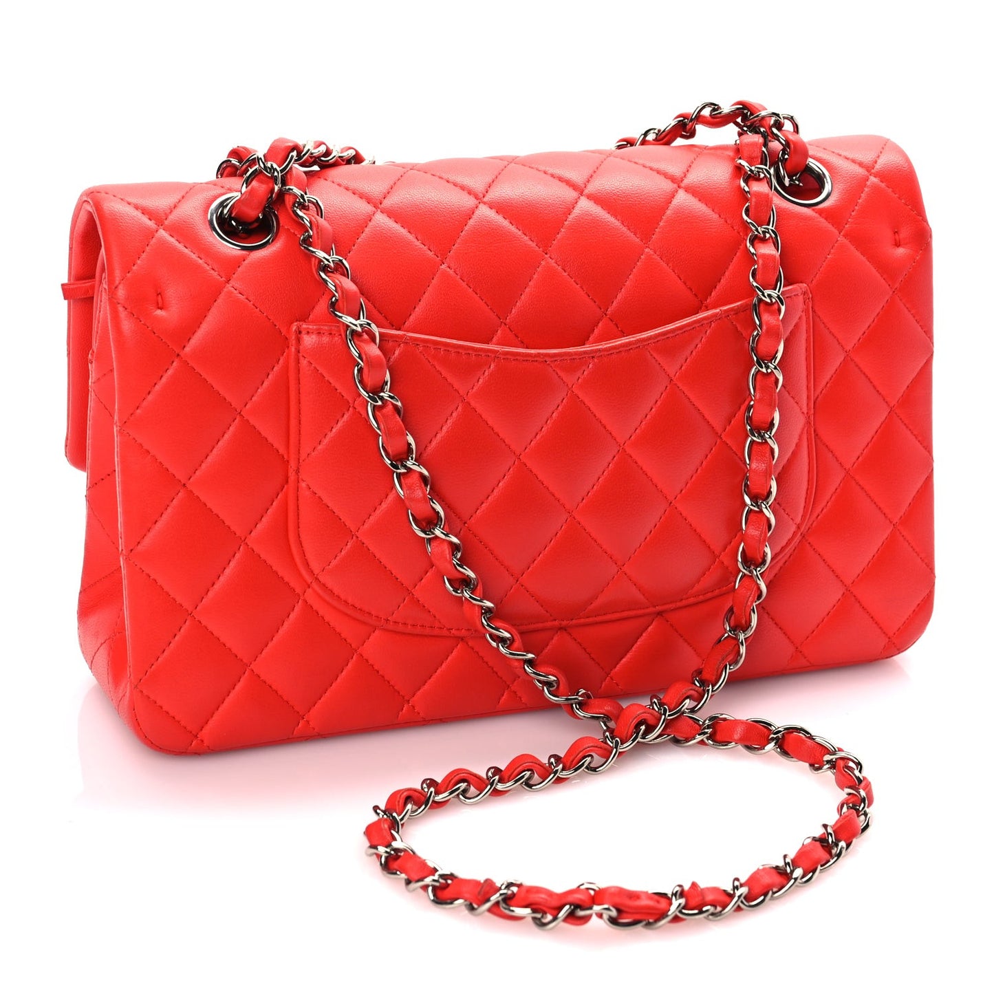 Lambskin Quilted Medium Double Flap Red