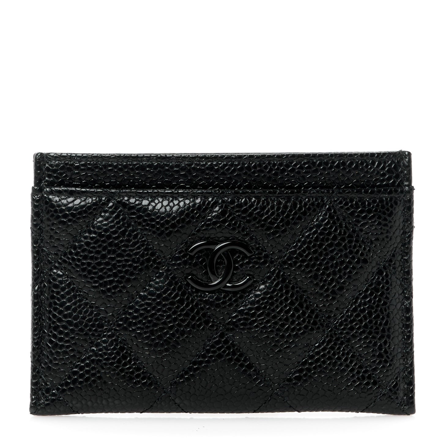 Caviar Quilted Card Holder Black