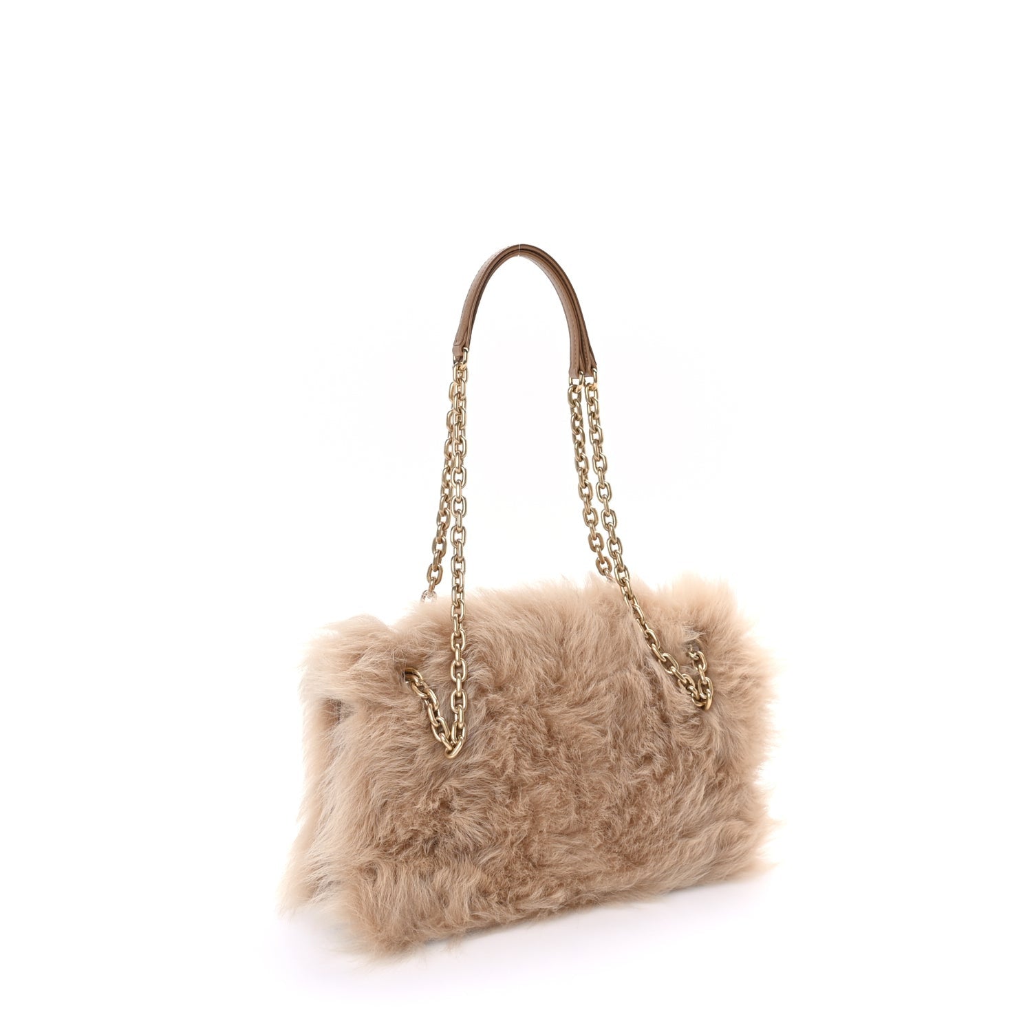 Miu Miu Shearling Flap Shoulder Bag  Brown 2 of 7