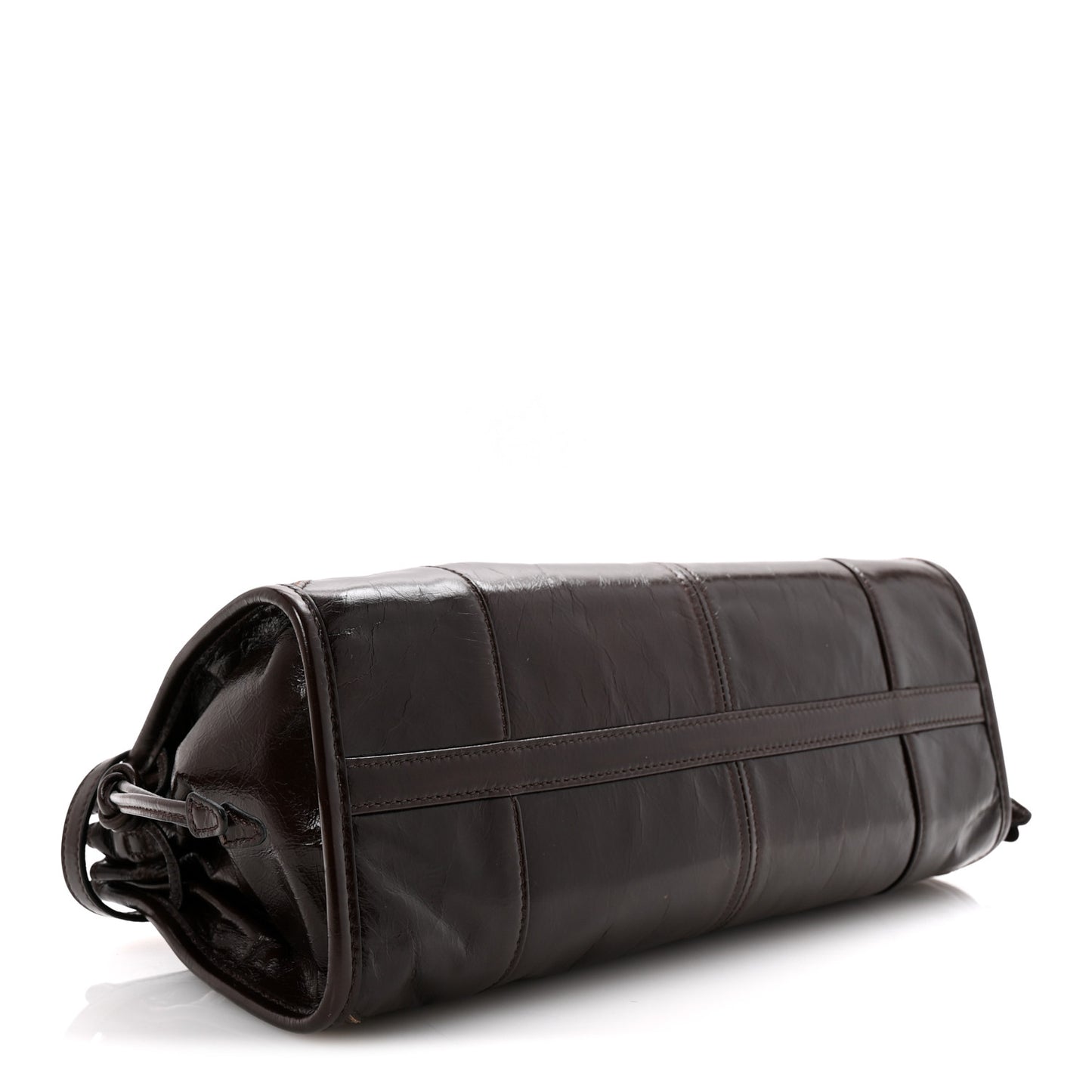 Glossy Calfskin Triangle Medium Bonnie Shoulder Bag Dark Brown