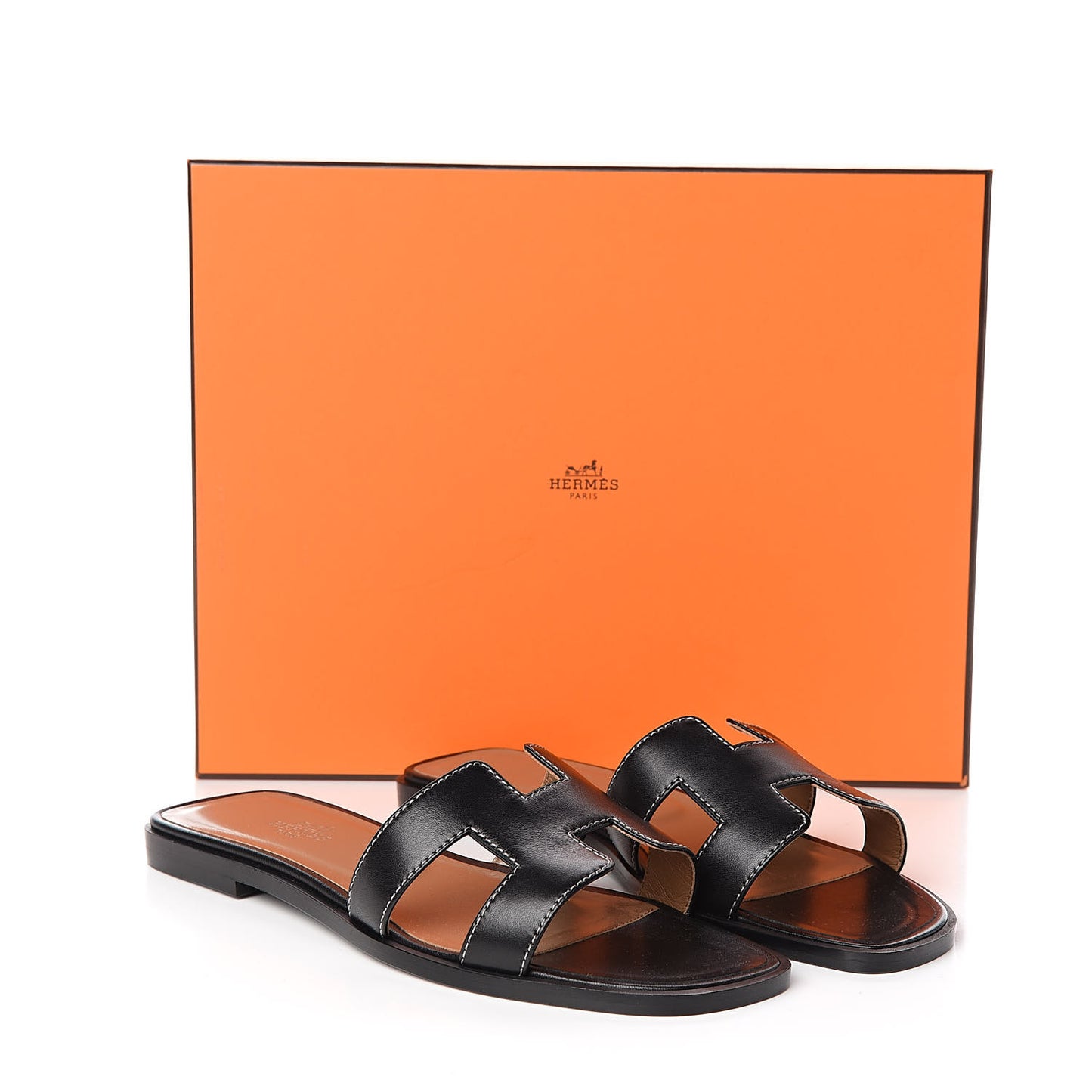 Box Calfskin Oran Sandals 36.5 Black