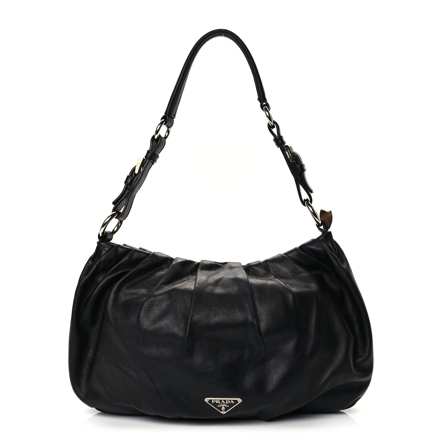 Prada Cervo Hobo Shoulder Bag Black 1 of 9