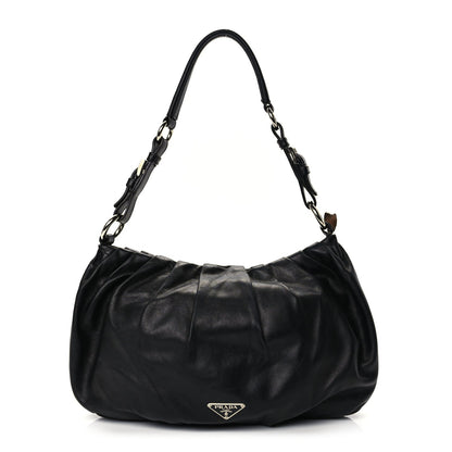 Prada Cervo Hobo Shoulder Bag Black 1 of 9