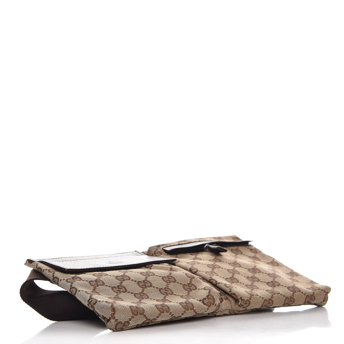 GG Monogram Double Pocket Belt Bag Dark Brown