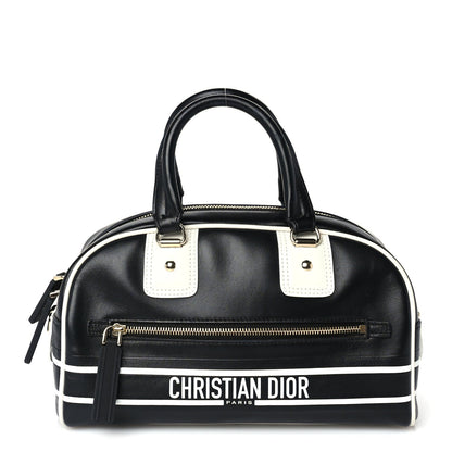 Christian Dior Calfskin Small Dior Vibe Zip Bowling Bag Black White 1 of 8