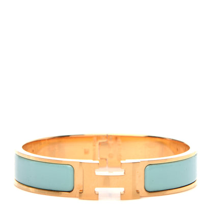 Hermes Enamel Narrow Clic Clac H Bracelet PM Vert Aqua 1 of 5
