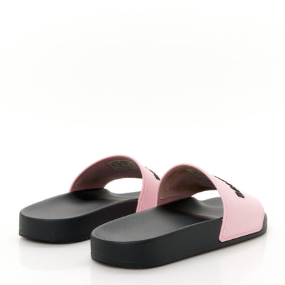 Balenciaga Rubber Logo Womens Pool Slide Sandals 37 Light Pink Black 5 of 9