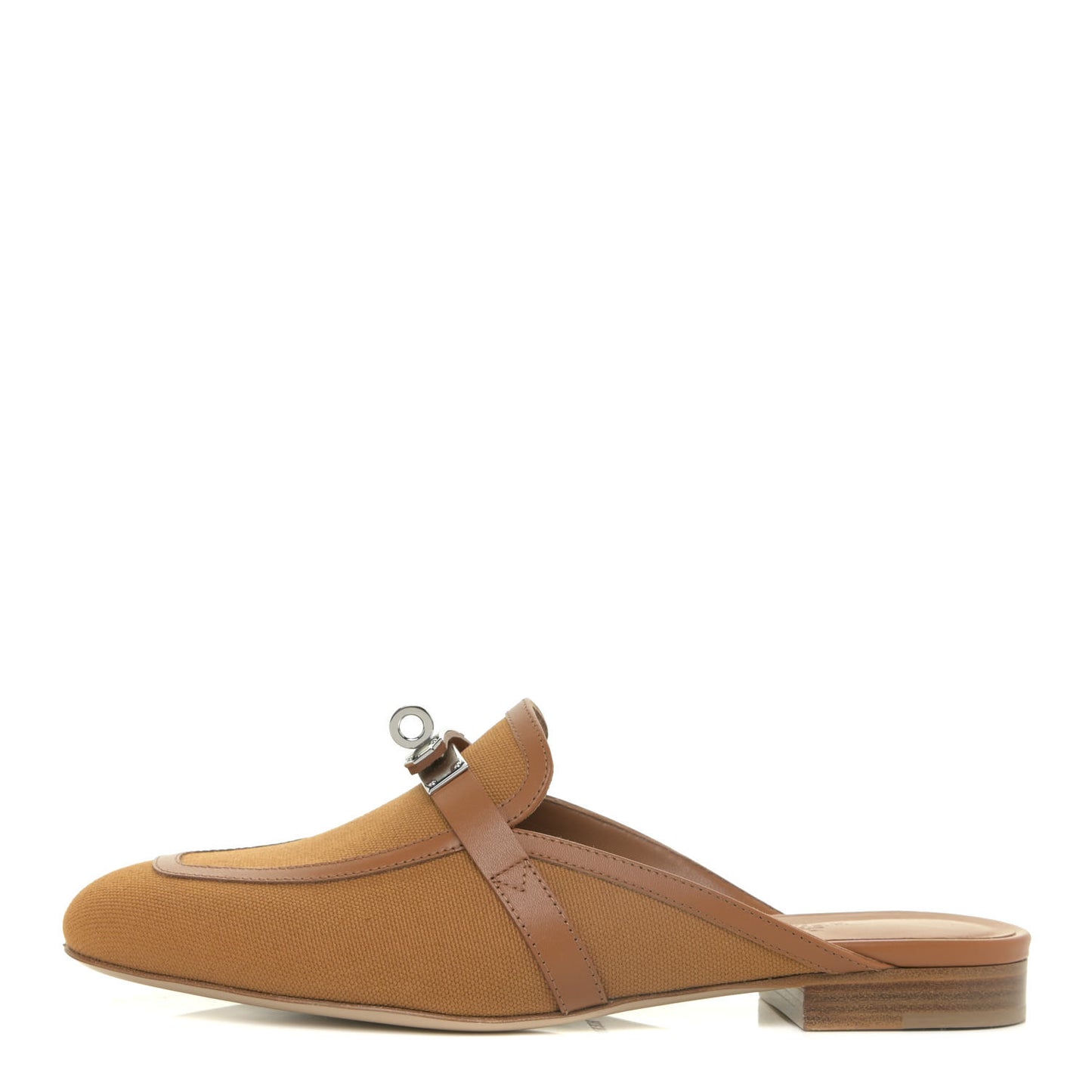 Cotton Canvas Calfskin Oz Mules 37 Naturel Beige Dore