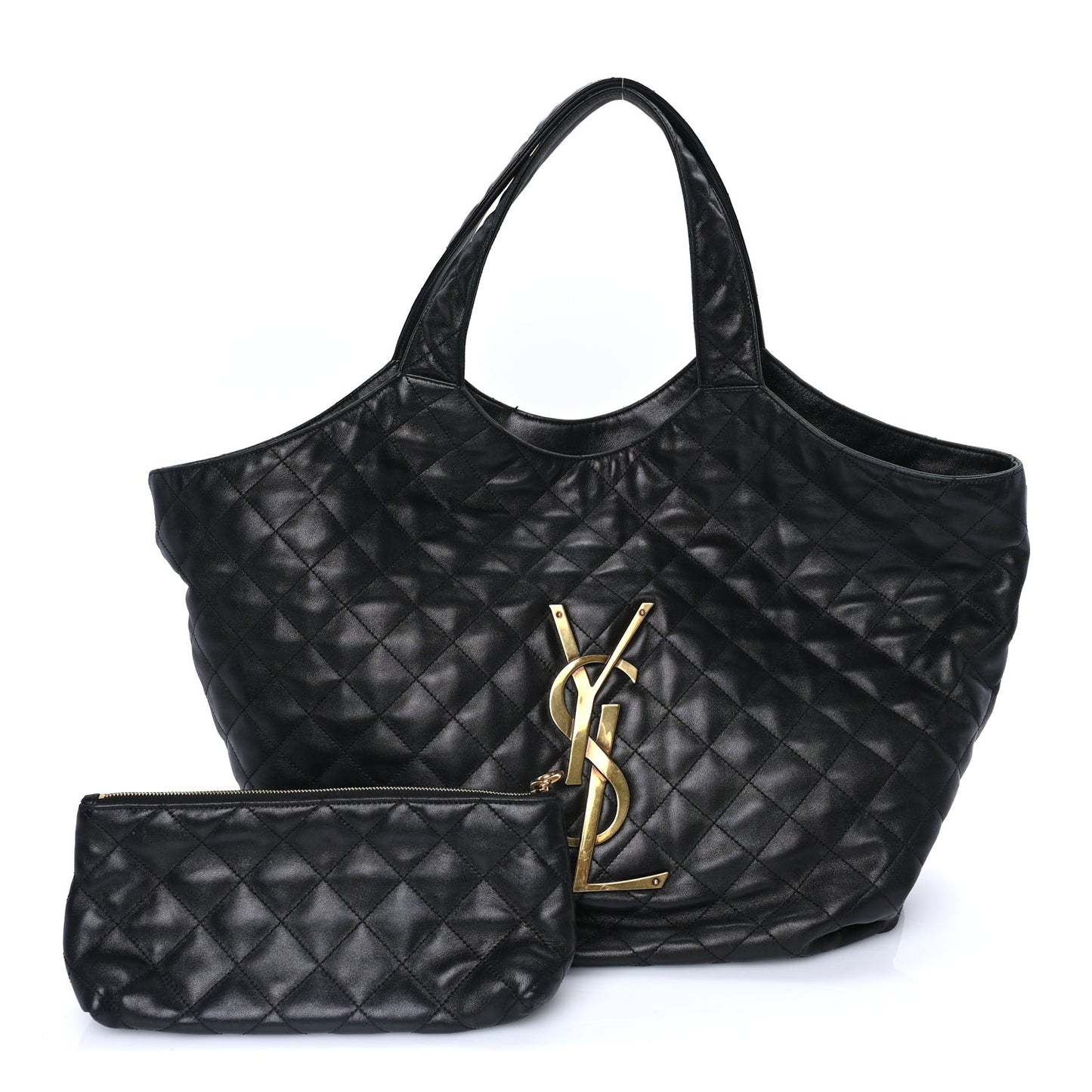 Lambskin Quilted Maxi Icare Shopping Tote Black