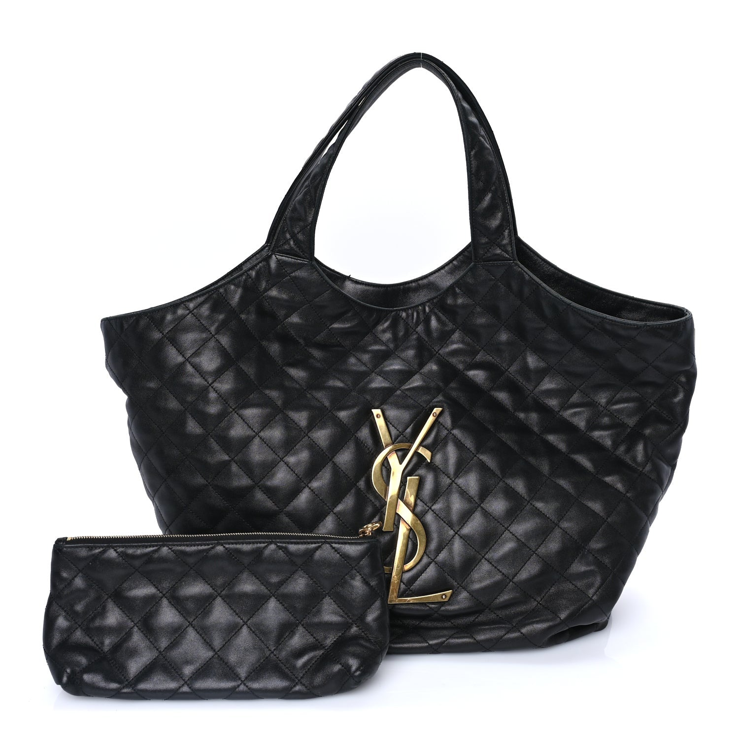 Saint Laurent Lambskin Quilted Maxi Icare Shopping Tote Black 2 of 7